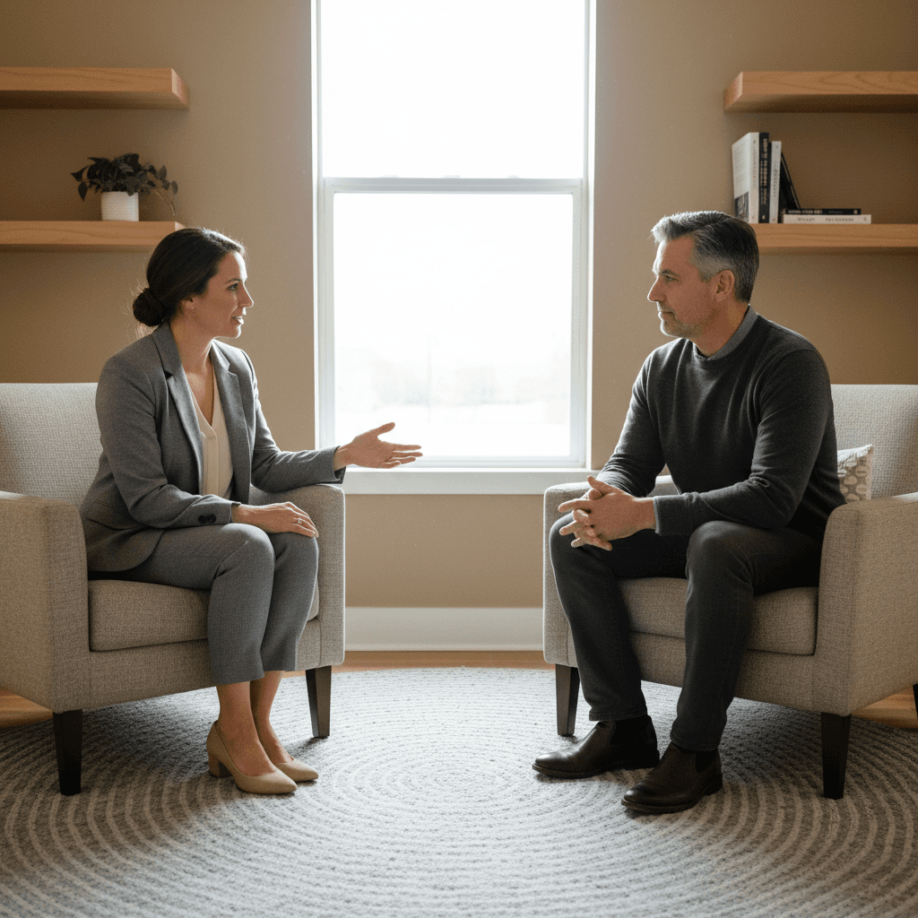 Couples in a confidential counselling session